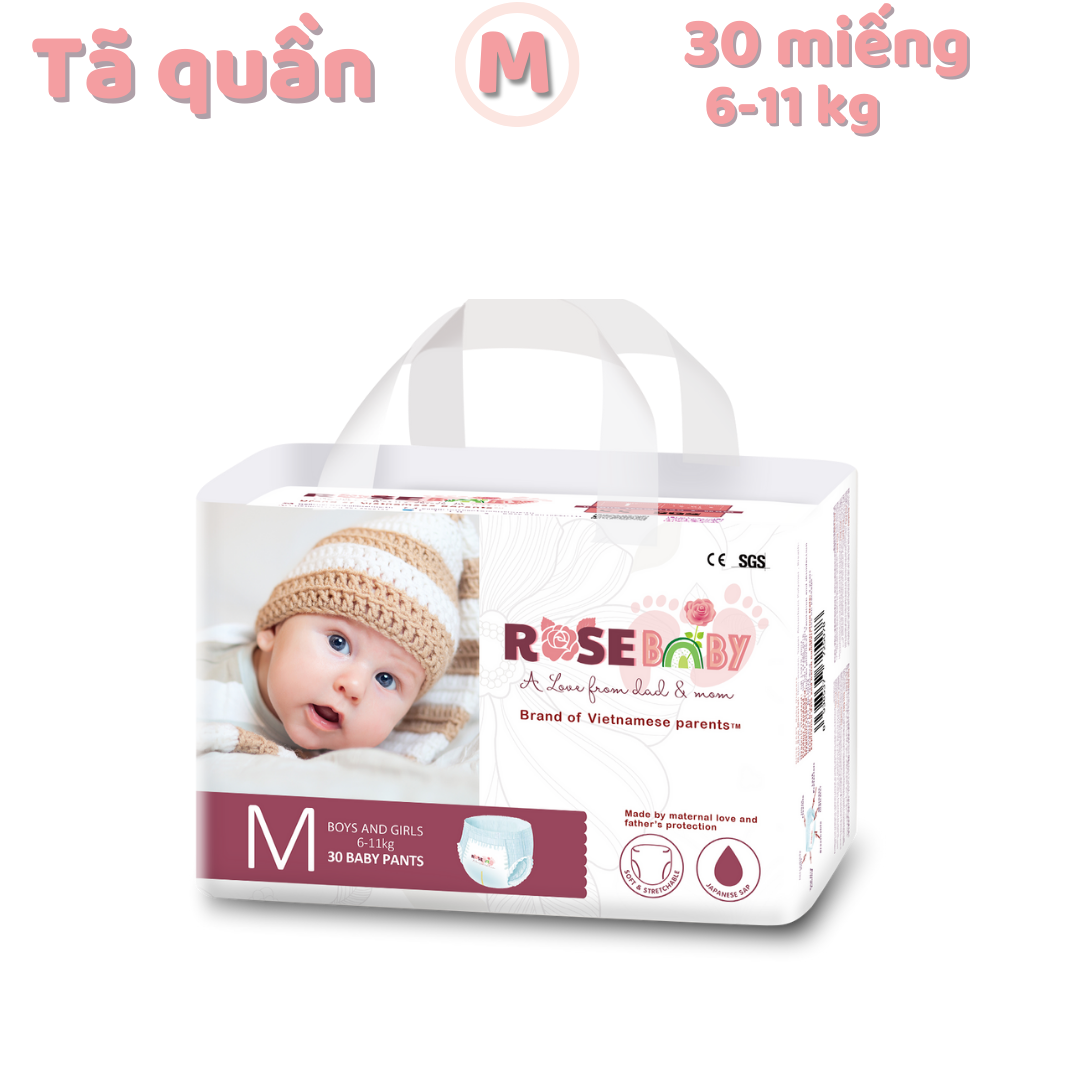 Bịch Bỉm Quần Rose Baby Size M30 (30 miếng)