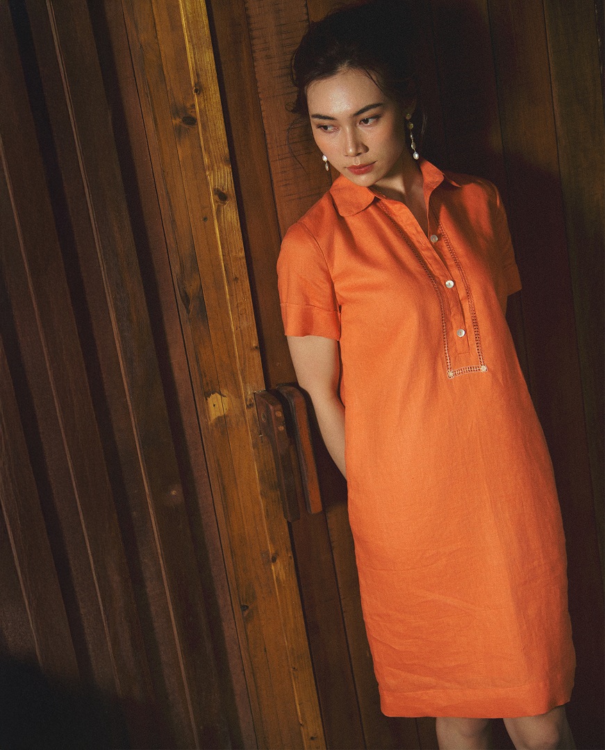 Đầm Sơ Mi Linen Kéo Sợi Mơ Nghiền DRE197 thời trang thiết kế Hity