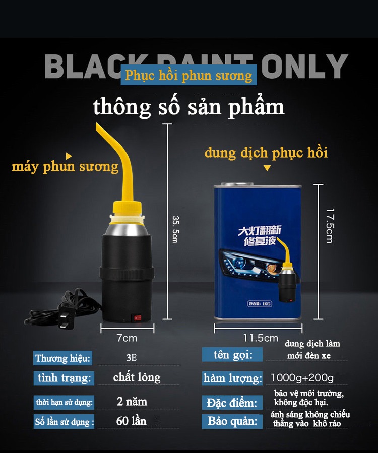 Bộ thiết bị và dung dịch phục hồi, đánh bóng đèn pha ôtô Hồng Nghị dung tích 200ml, Chống ố vàng, trầy xước, đánh bóng