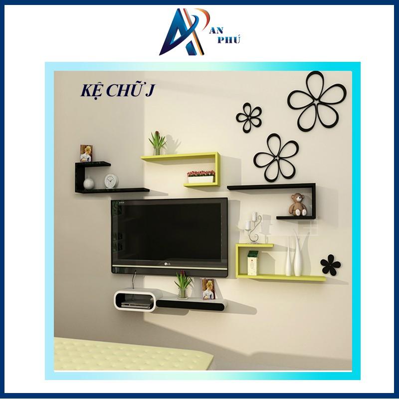 Bộ kệ treo tường 2 thanh chữ J đen