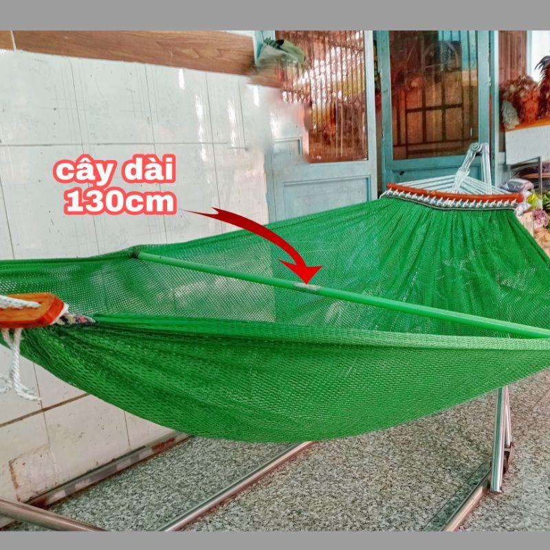 Lưới võng xếp cán gỗ 2 lớp cao cấp, chất vải dày mềm rộng, dài 235cm hàng đẹp