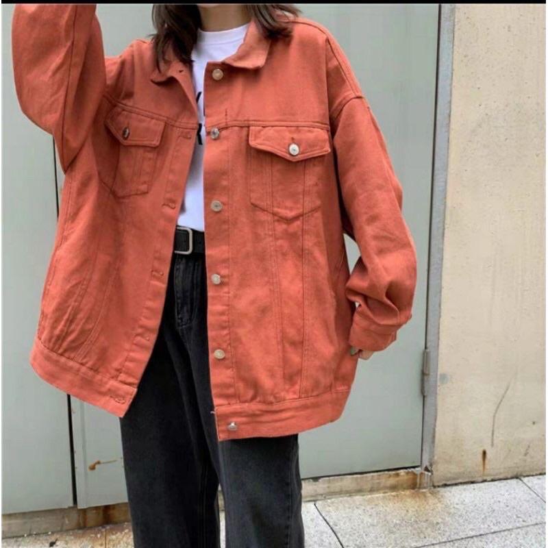 Áo khoác kaki nữ màu cam phù hợp nam cao cấp sumisu shopo
