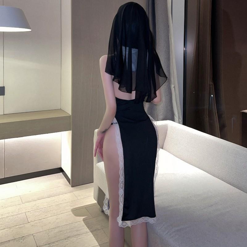 Cosplay Hóa Trang Nữ Tu Sĩ Xẻ Tà Gợi Cảm, Đồ Lót Gợi Cảm Xẻ Tà, Set Cosplay Ma Sơ Valak Tặng Kèm Phụ Kiện C052