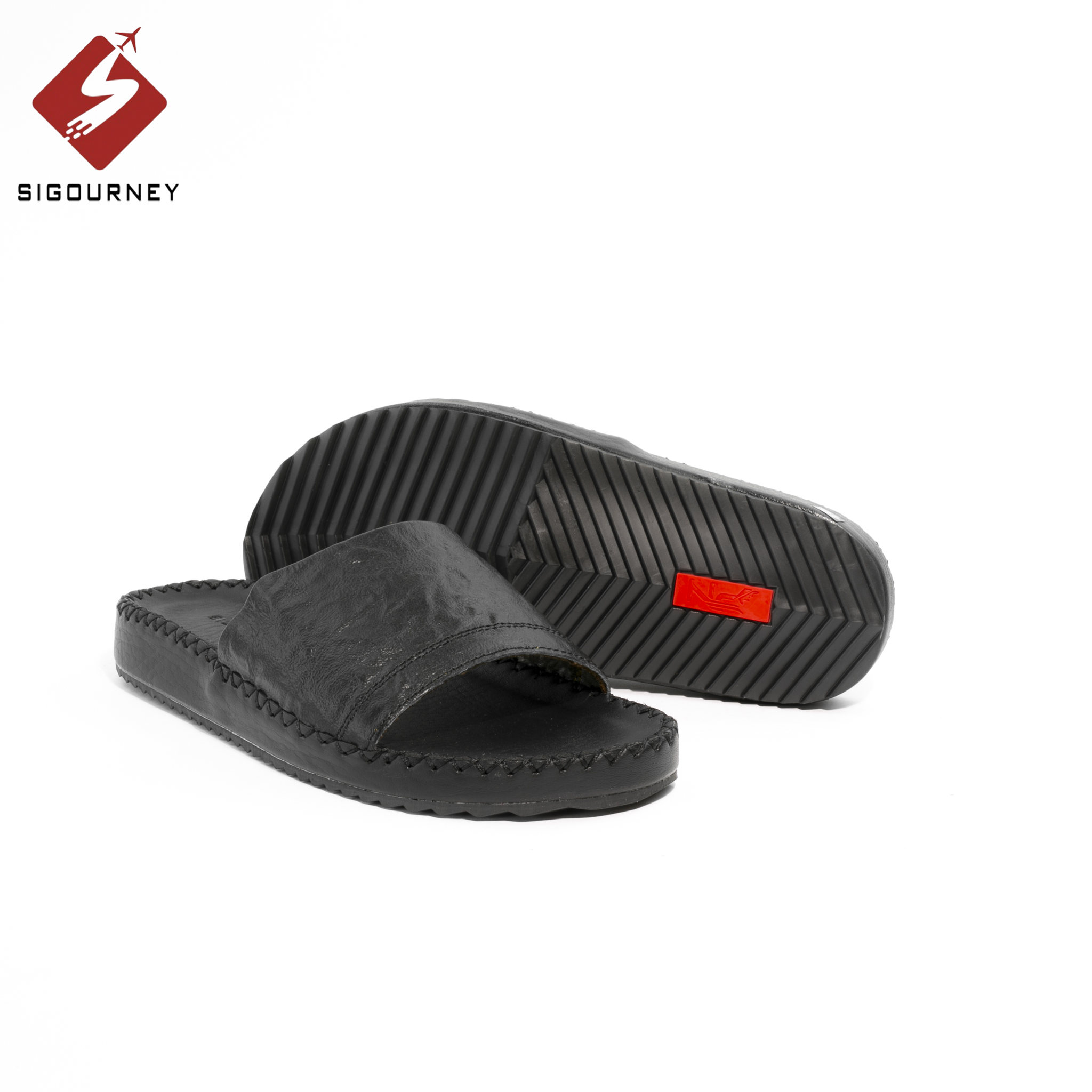 Dép Nam Quai Ngang Da Bò Thật Cao Cấp Đế Khâu Chắc Chắn SIGOURNEY DN-110 Bảo Hành 18 Tháng