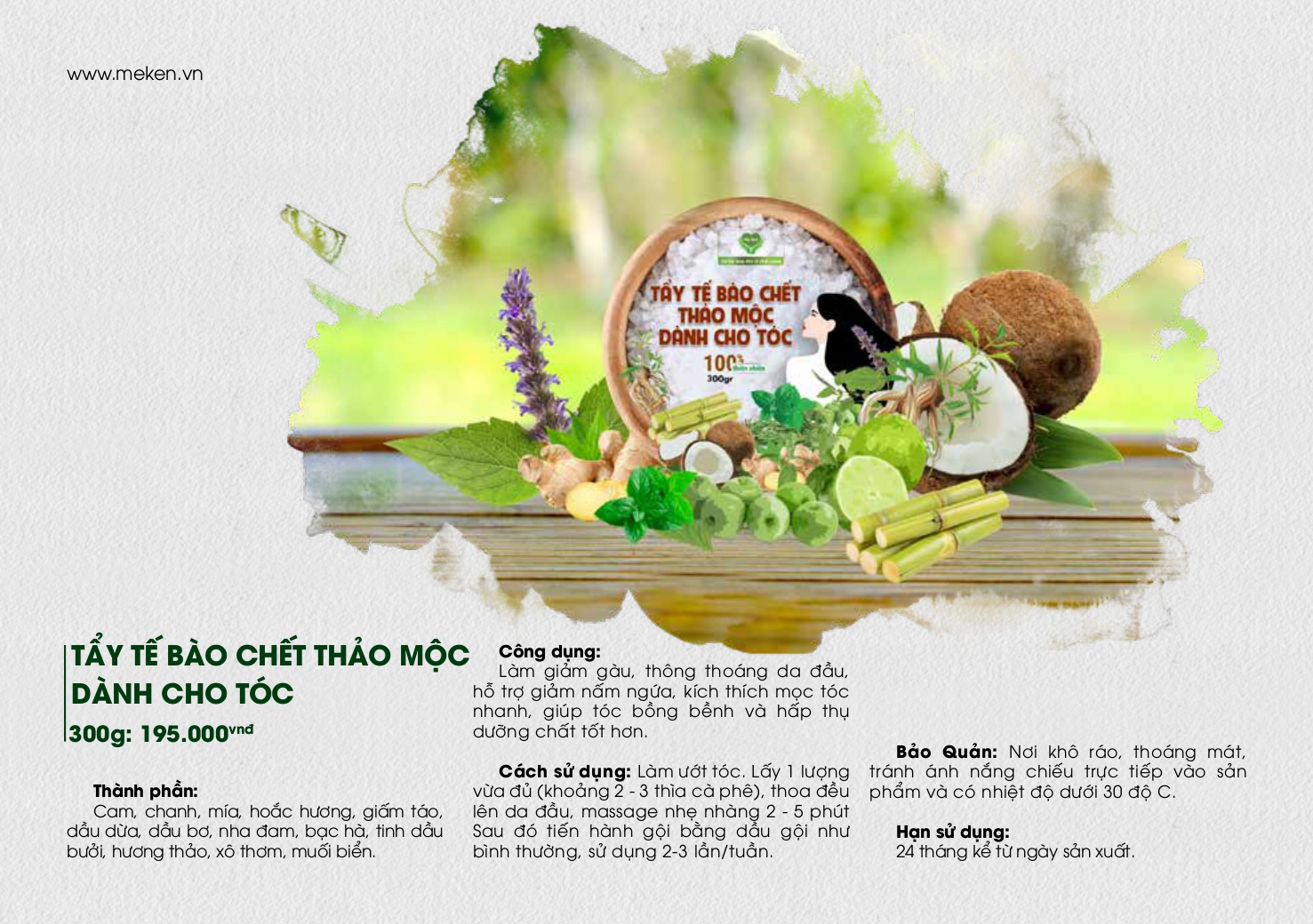 TẨY TẾ BÀO CHẾT THẢO MỘC DÀNH CHO TÓC (300g)