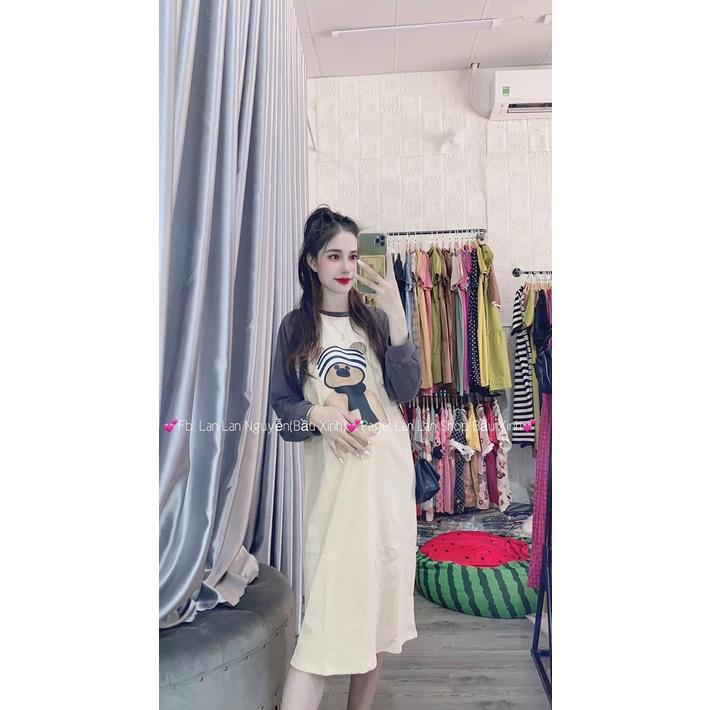 Váy bầu thu đông đẹp , đầm bầu đẹp chất nỉ