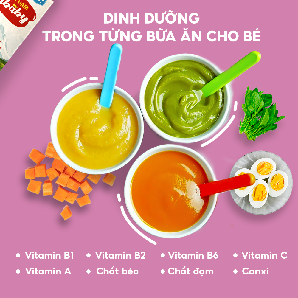 Bột Ăn Dặm Humababy Vị Trứng Bí Đỏ - Bó Xôi - Hộp 10 Gói x 25g