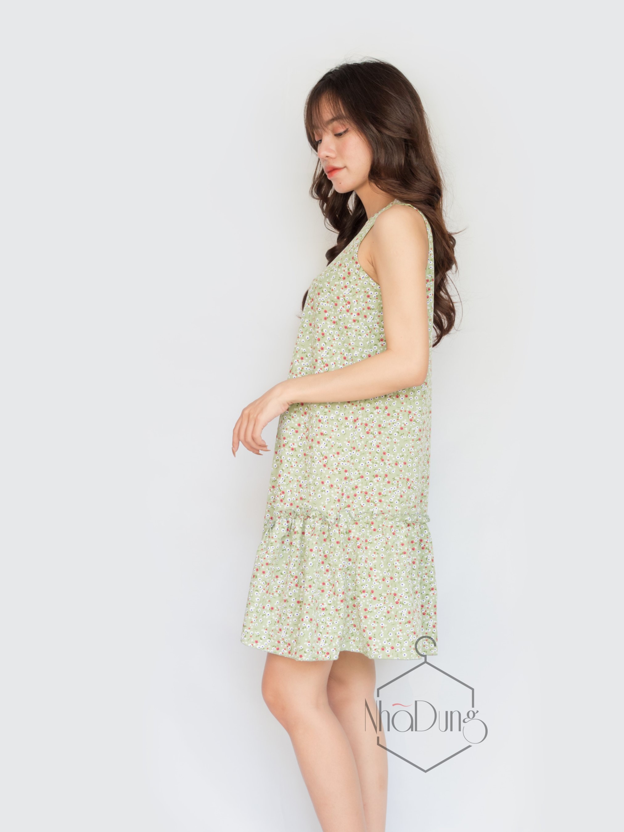 Đầm mặc nhà đầm đi chơi lụa cao cấp in họa tiết hoa nhí tà váy cách điệu dáng suôn dễ thương siêu mát dưới 70kg