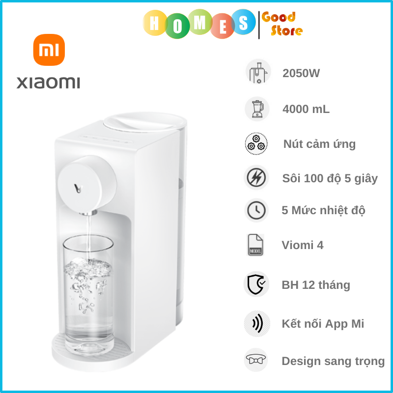 Bình Thủy Giữ Nhiệt, Đun Sôi Thông Minh XIAOMI Viomi 4L, Nhiệt Độ Từ 40 Độ Lên 100 Độ C Mất 5 Giây, Kết Nối App Thông Minh, Công Suất 2050W - Hàng Chính Hãng