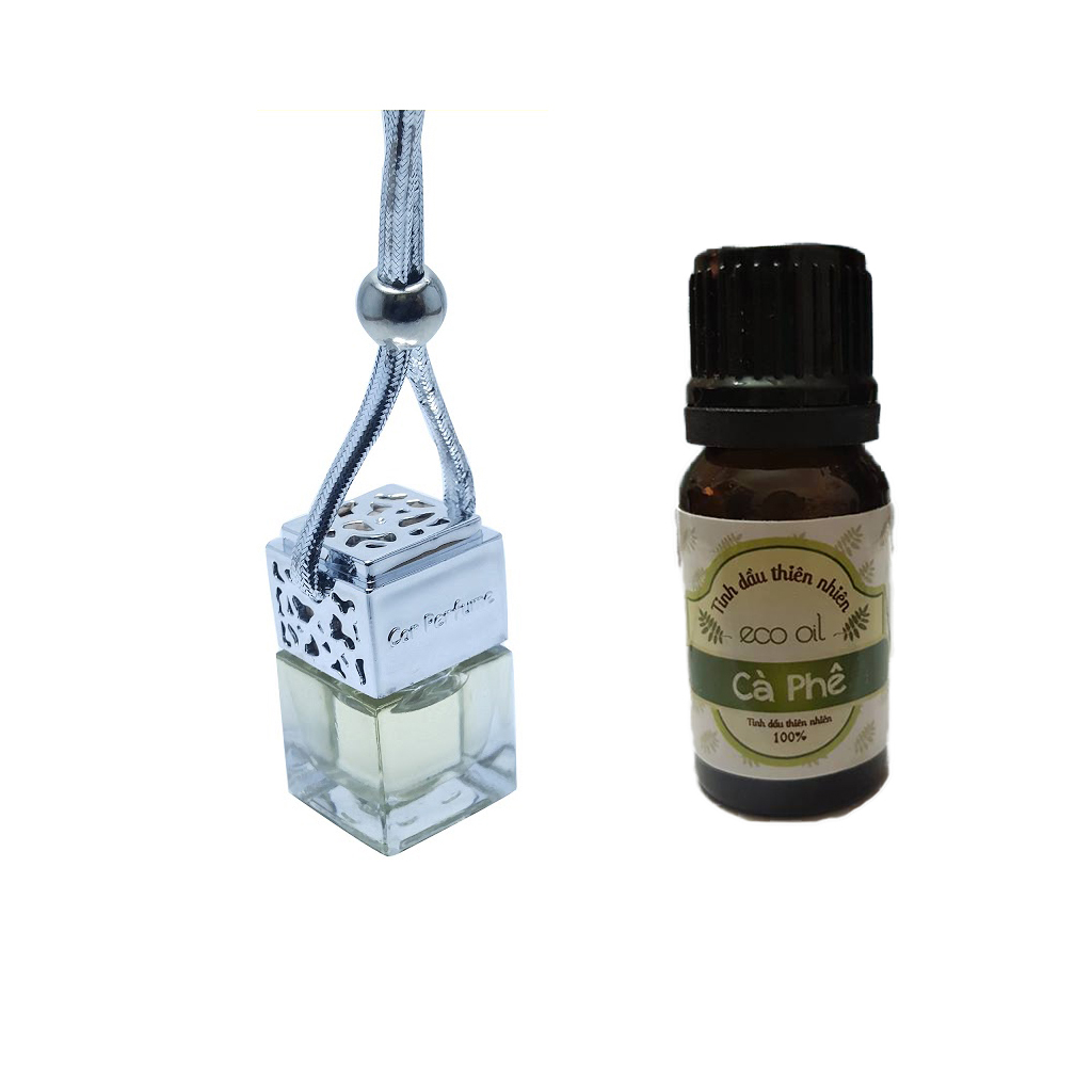 Combo 50ml tinh dầu cà phê và 1 chai treo nắp vuông - Giao mầu ngẫu nhiên
