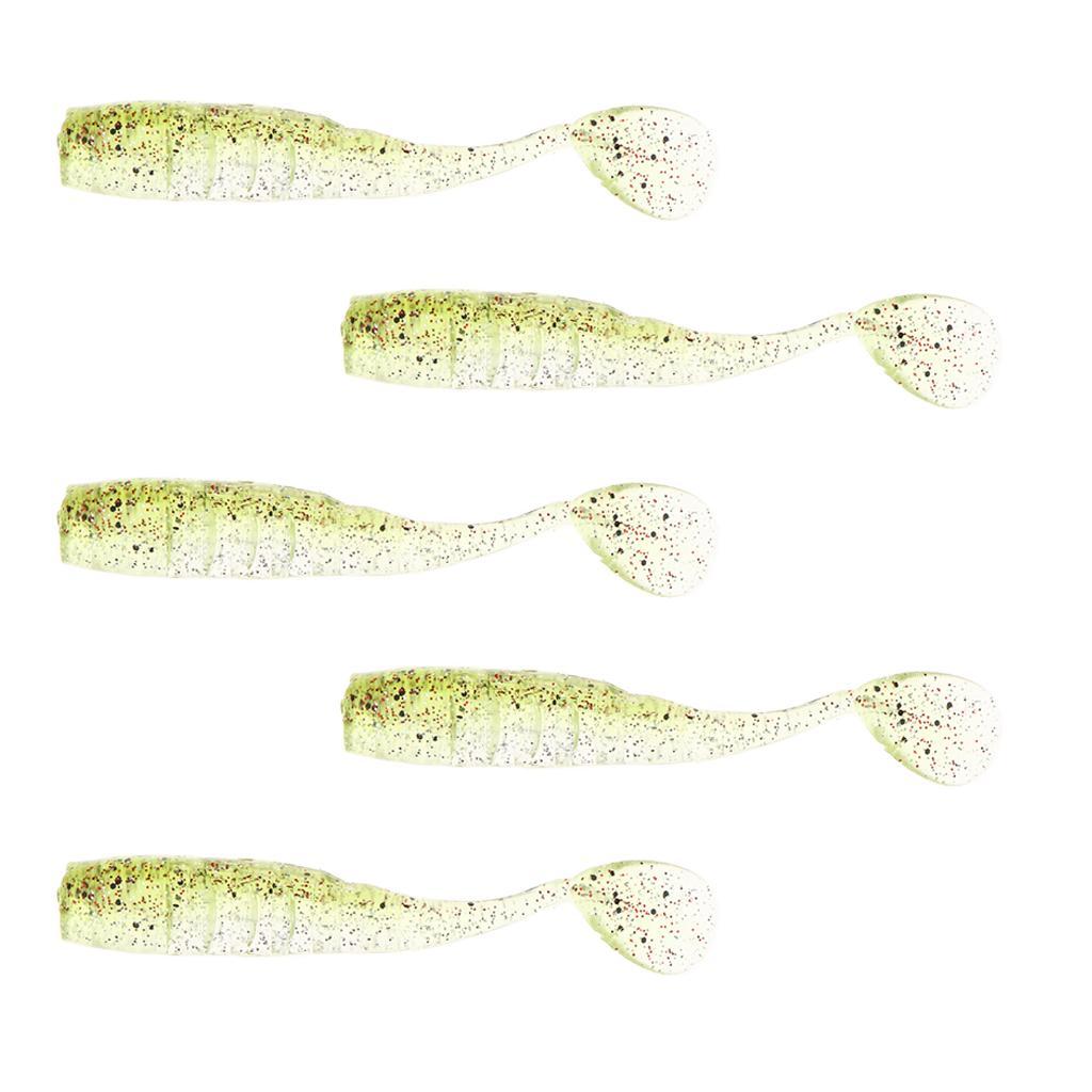 5x Artificial T Tail Crankbait Soft Jig Fish Baits Swimbait Hook Tackle for Saltwater Freshwater Bass Trout Walleye