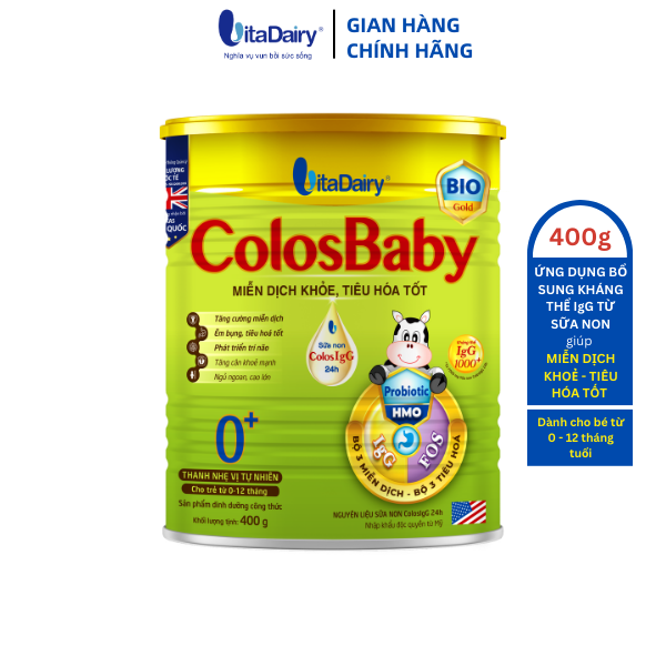 Colosbaby Bio Gold 0 + 400g hỗ trợ tiêu hóa tốt, miễn dịch khỏe cho bé - VitaDairy