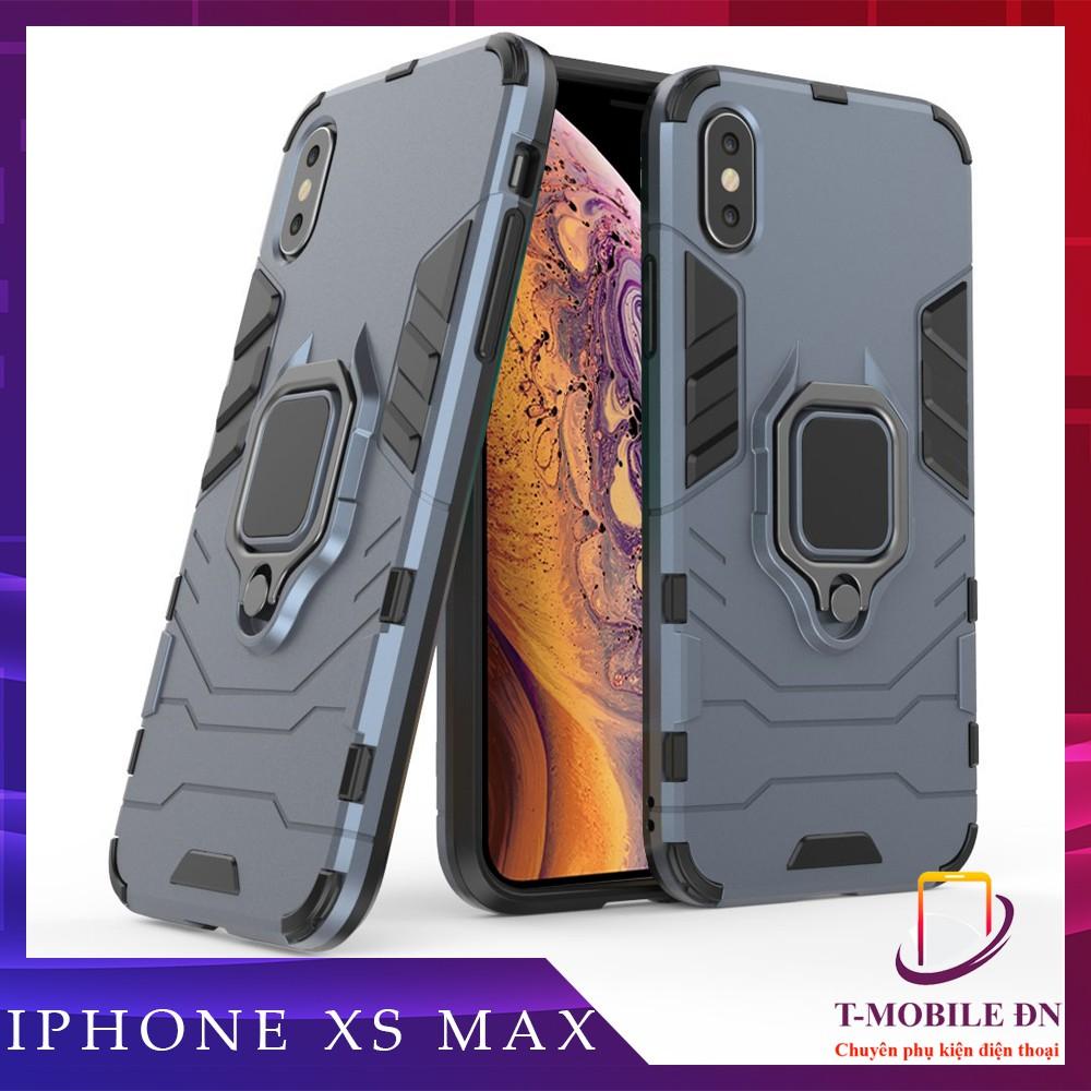 Ốp lưng cho iPhone XS Max iron man chống sốc kèm nhẫn xoay chống xem video bảo vệ camera