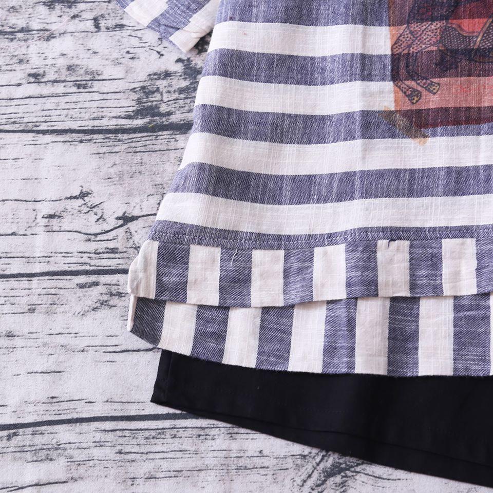 ÁO KẺ NGANG TO HỌA TIẾT HOẠT HÌNH