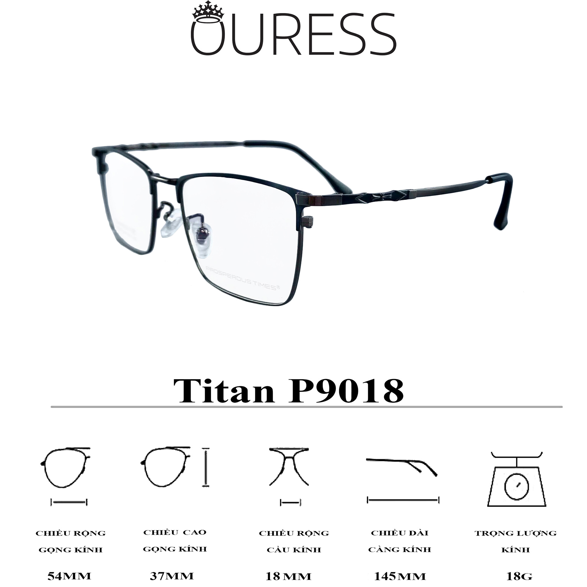 GỌNG KÍNH TITAN NAM CHẤT LIỆU VƯỢT TRỘI SIÊU NHẸ SIÊU BỀN – P9018