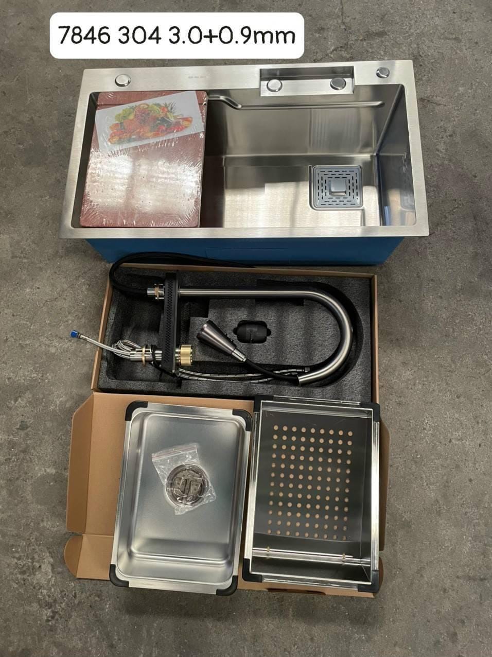 Chậu rửa chén một hố lớn inox 304 Cao Cấp 78 x46 GỒM VÒI THÁC NƯỚC