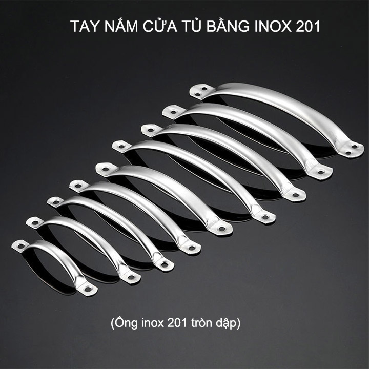 Bộ 5 Tay nắm cánh cửa tủ, ngăn kéo bàn bằng ống inox 201 tròn dập