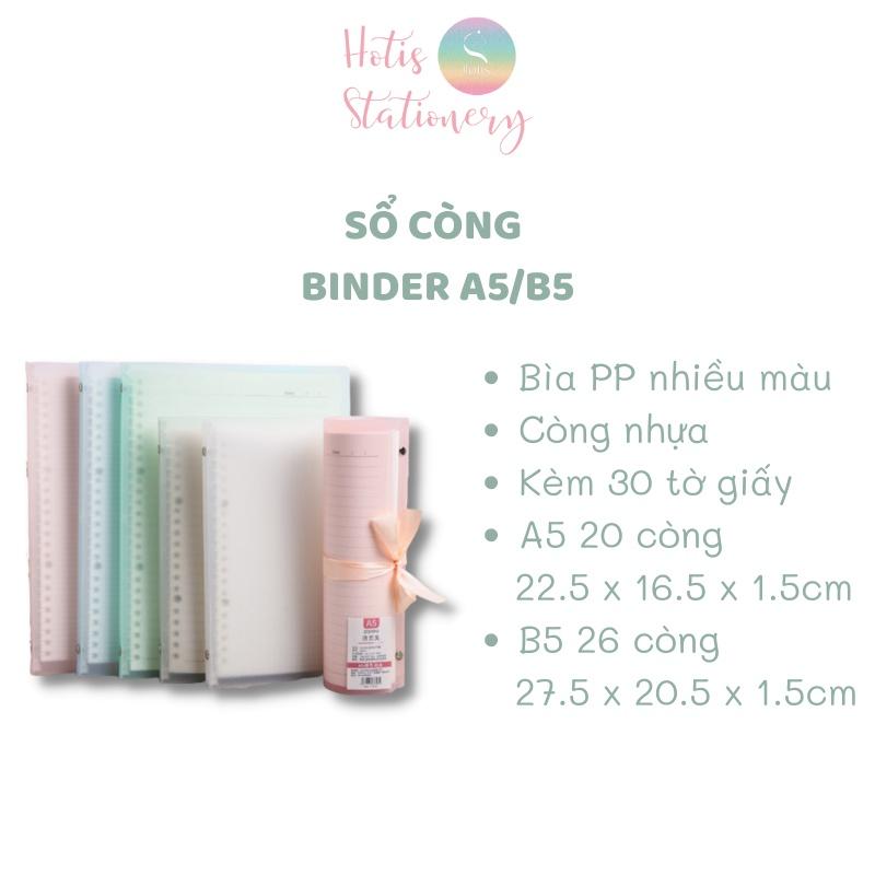 Sổ còng binder A5/ B5 bìa còng nhiều màu - Kèm 30 tờ giấy