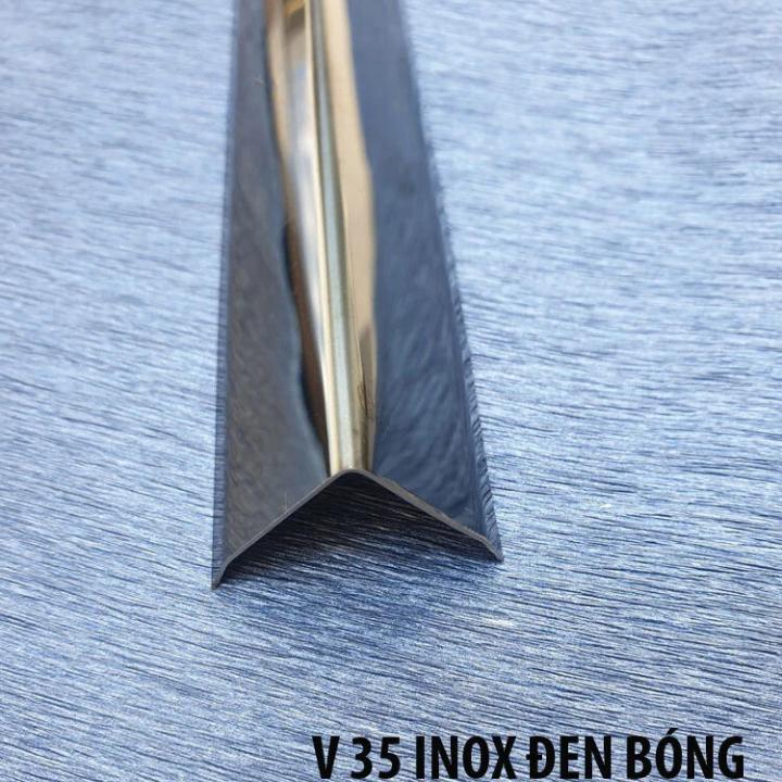 Nẹp inox chữ V đen gương, Nẹp v inox 304 thanh dài 2m44 thi công đơn giản