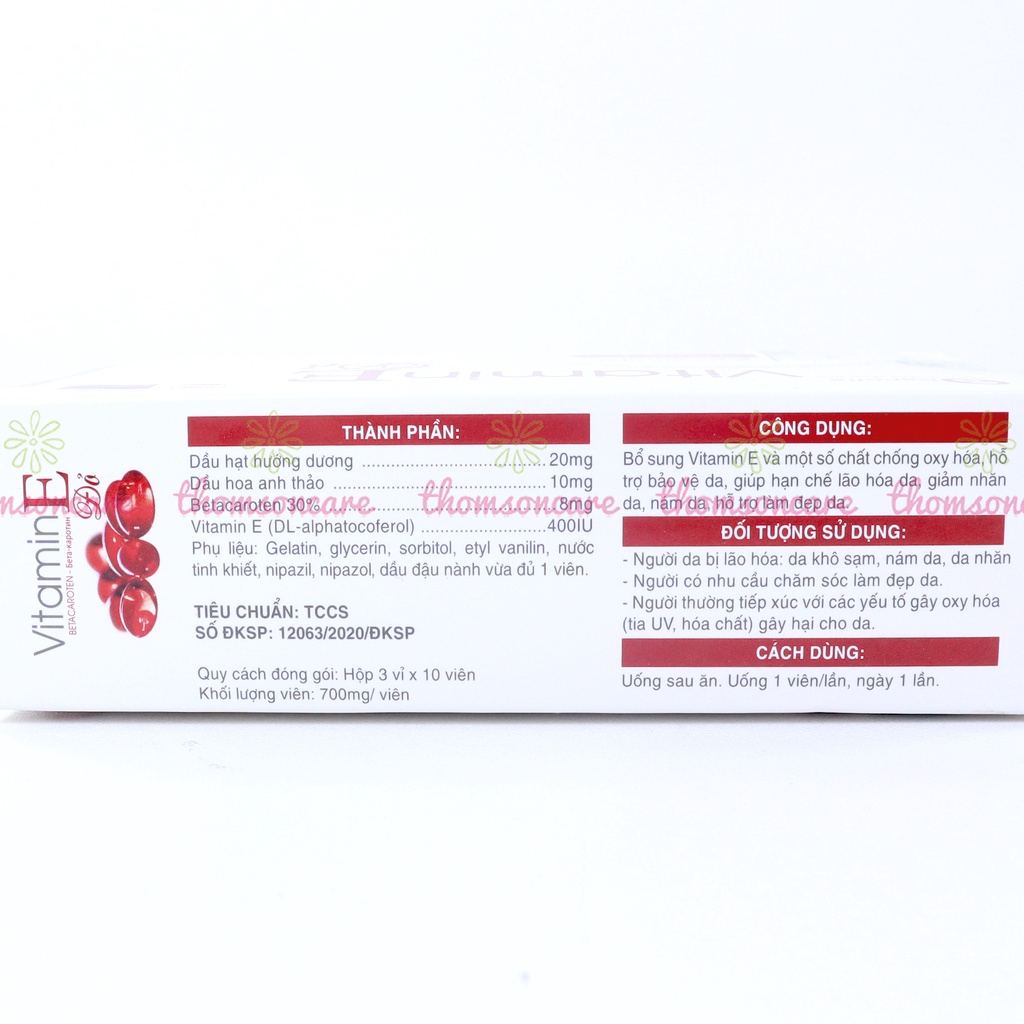 Combo giúp da trắng sáng, bổ sung nội tiết tố Lcystine 60v, Vitamin E đỏ vỉ Sanofia 30v, DHC Vitamin C 60v Thomsoncare