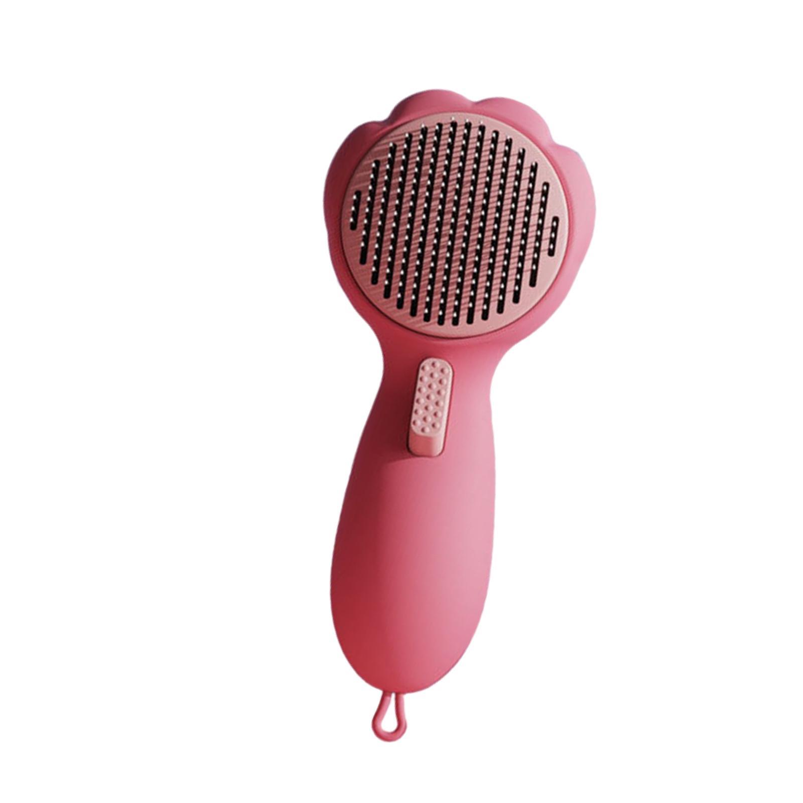 Pet Hair Brush Self Cleaning Grooming Accessories Tools Pet Supplies Comb Pink