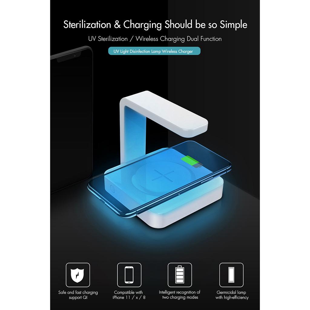 Cell Phone UV Disinfection Light Smartphone Sterilizer Wireless Charger Stand