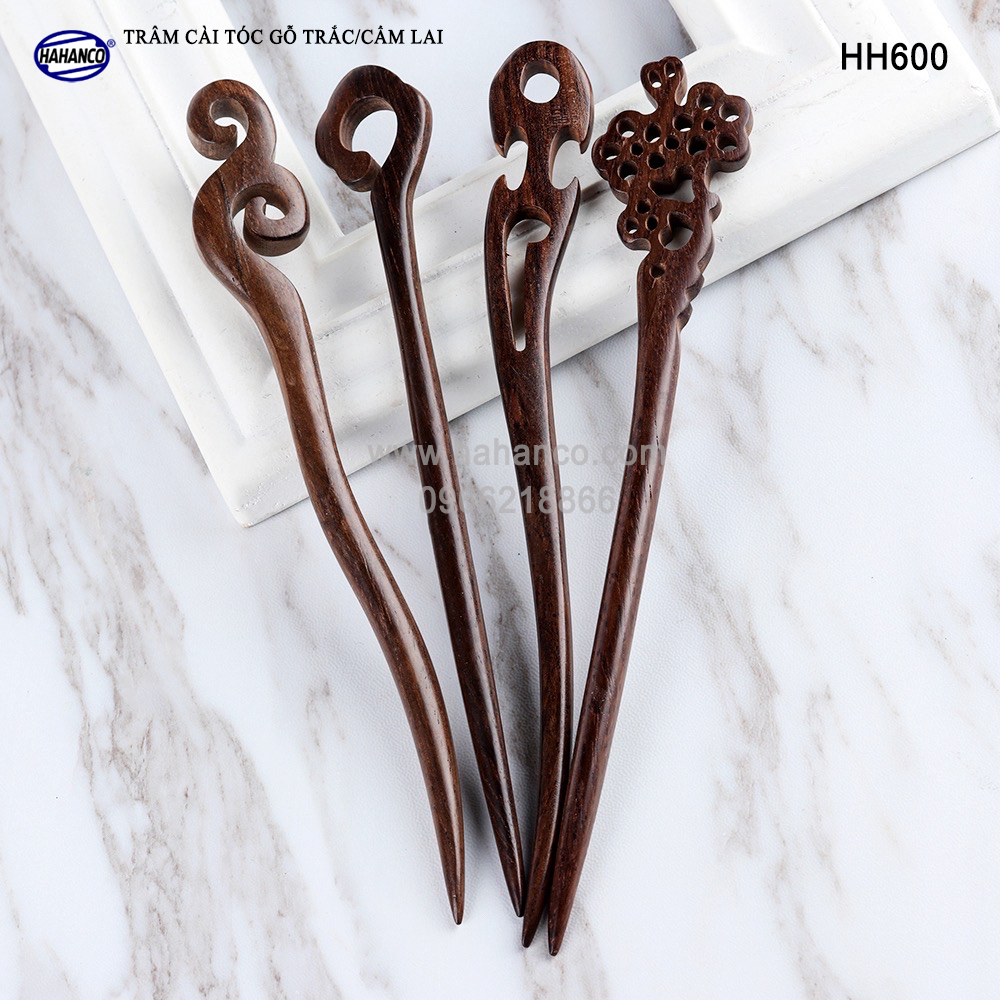 Trâm cài tóc bằng gỗ Cẩm Lai/Trắc HH600 - phong cách cổ trang, điêu khắc sang chảnh HOT TREND cho nữ - HAHANCO