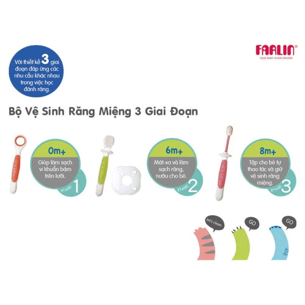 Bộ vệ sinh răng miệng 3 giai đoạn cho bé BDT-005-E - Farlin
