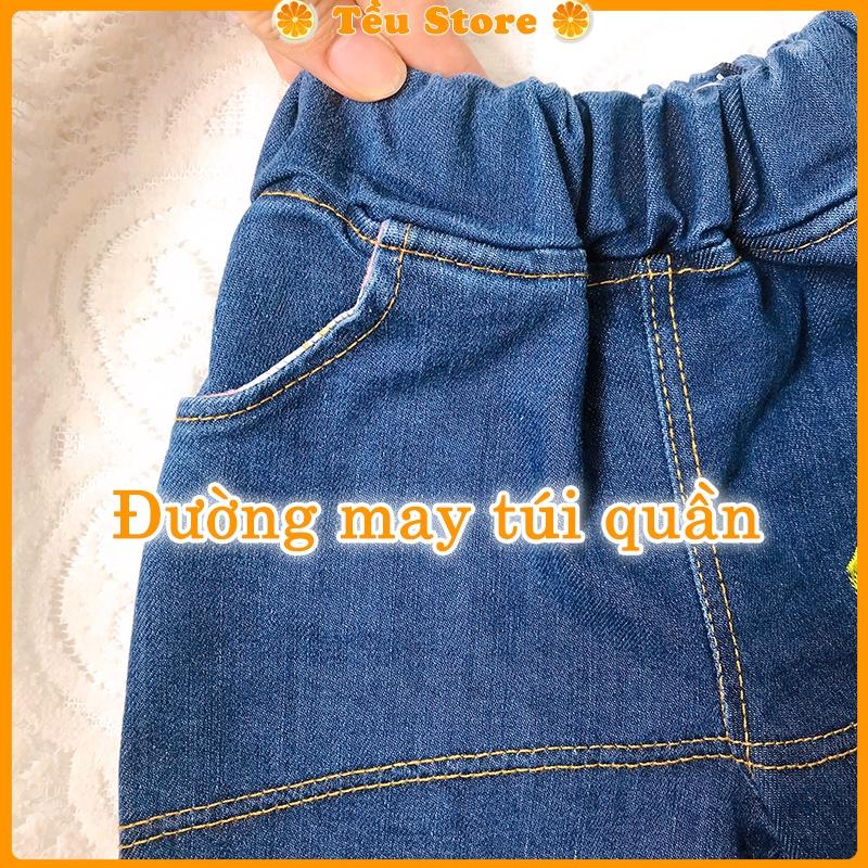 Quần Short Bé Trai &amp; Bé Gái Chất Bò Jean Mềm Thêu Xe Size 7 - 18kg Đủ Size Cho Bé 0 - 6 Tuổi