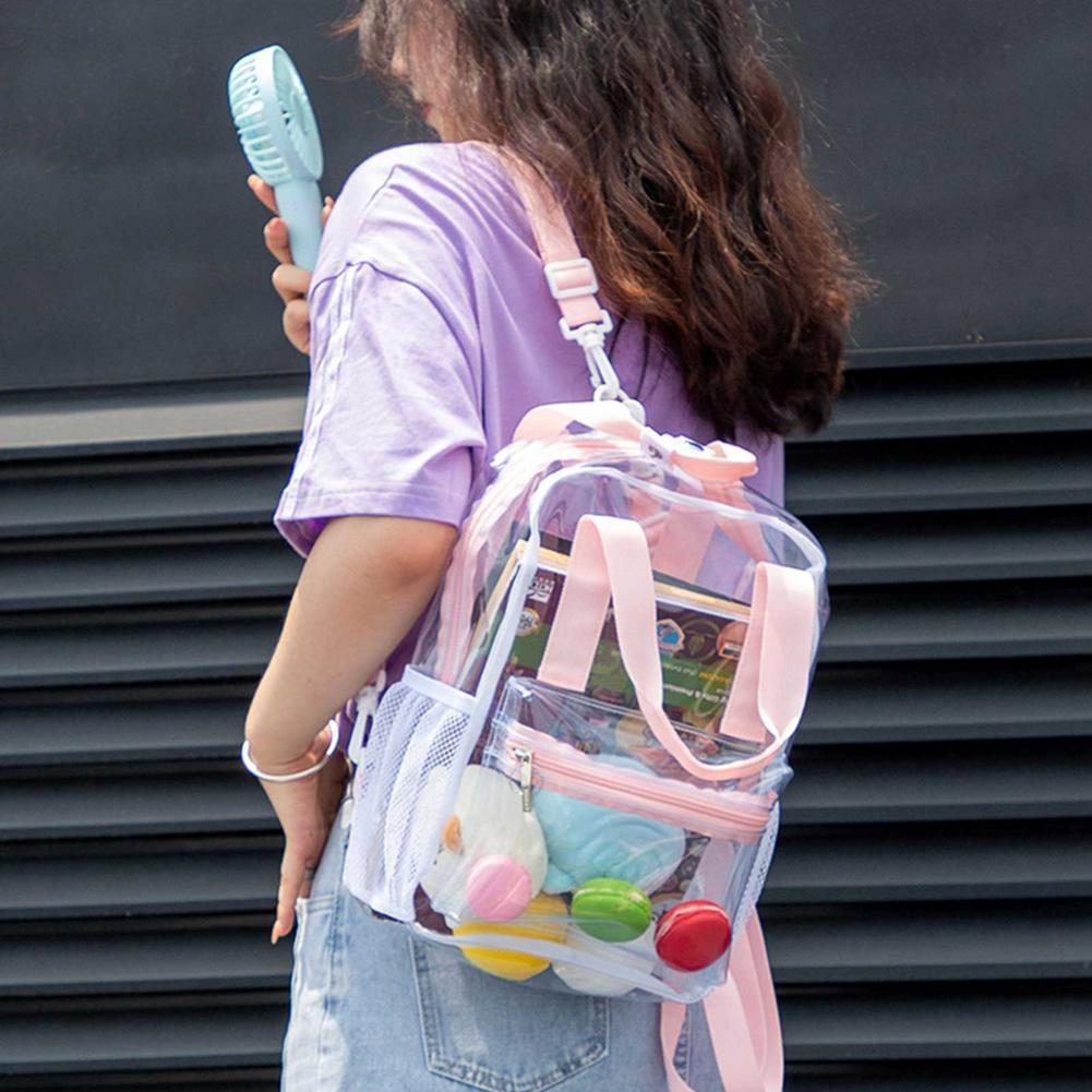 Thời Trang Trong Suốt Nhựa PVC Phụ Nữ Ba Lô Mới Tr Cấp Trong Suốt Chắc Chắn Ba Lô Du Lịch, Có Túi Xách Ba Lô Cho Bé Gái Con Mochila