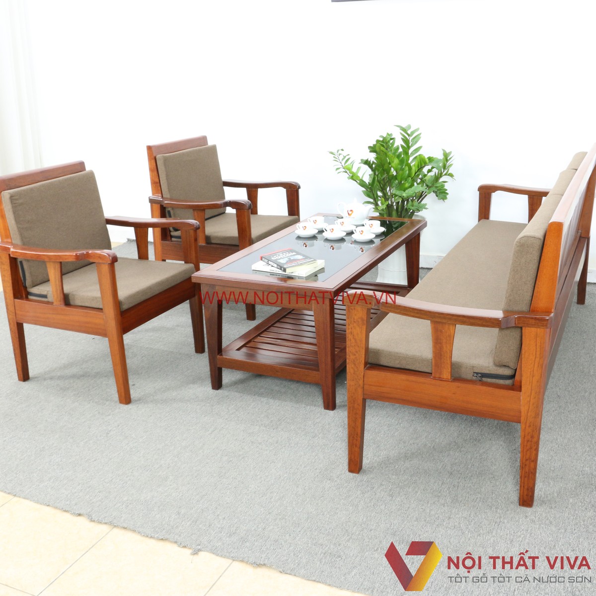 Bộ Bàn Ghế Sofa Gỗ Căm Xe Kiểu Truyền Thống Có Nệm Đẹp Giá Tốt