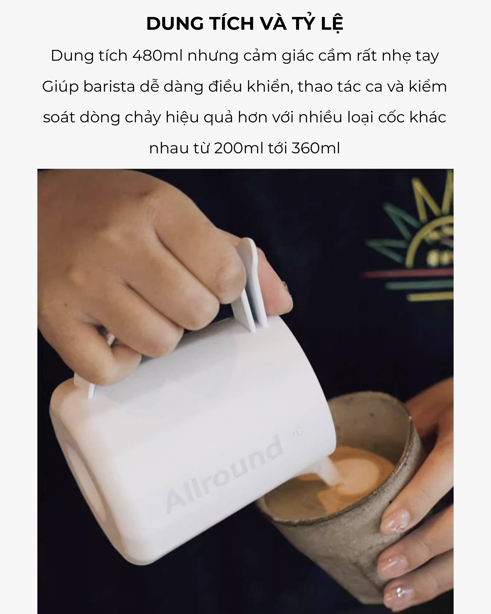 Ca đánh sữa All Round 480ml CAFEDE KONA