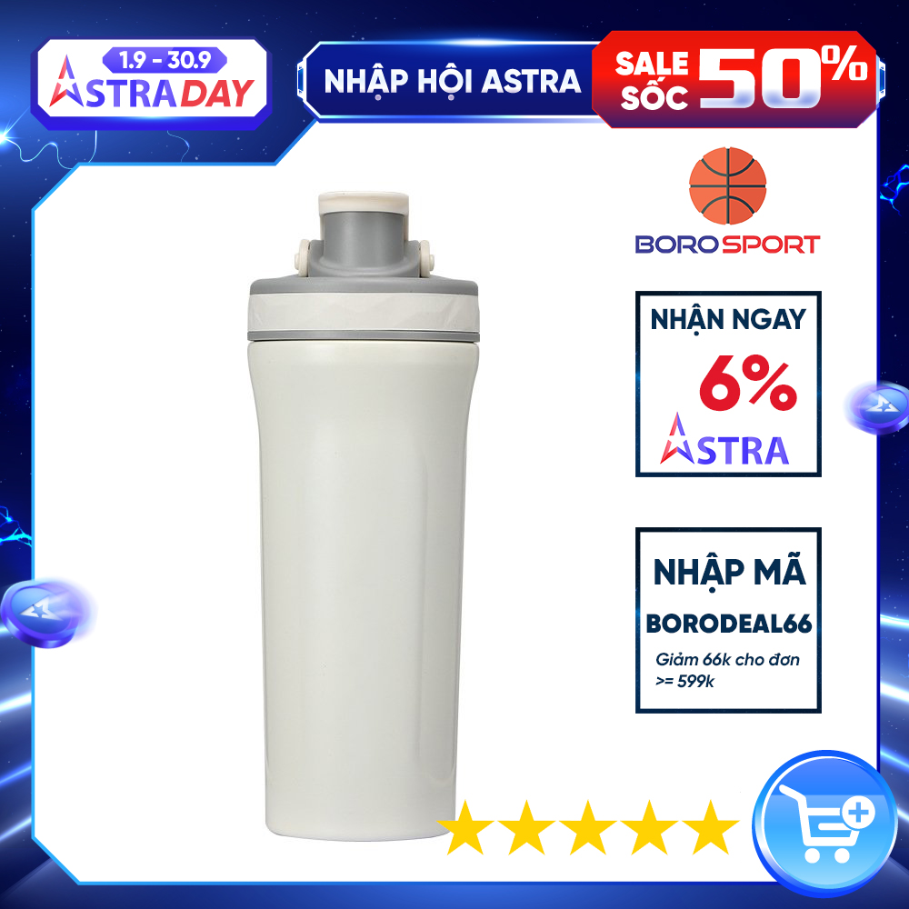 Bình nước thể thao tập gym kết hợp bình lắc whey shaker inox 304 dung tích 800ml CLEACCO dòng SHOKE - Hàng chính hãng