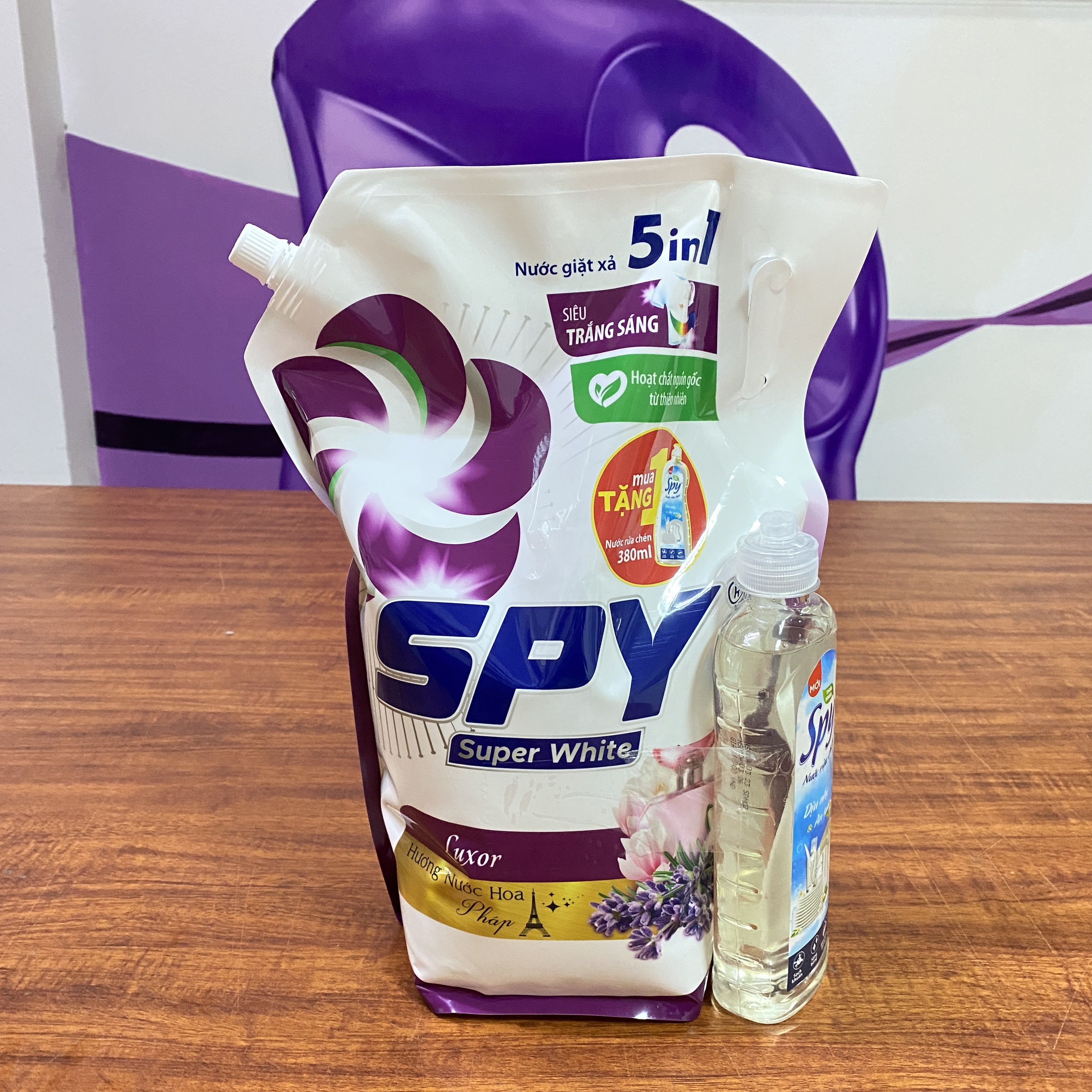 Combo 2 túi nước giặt xả SPY Super White Luxor 3,6kg siêu trắng sáng hương nước hoa Pháp