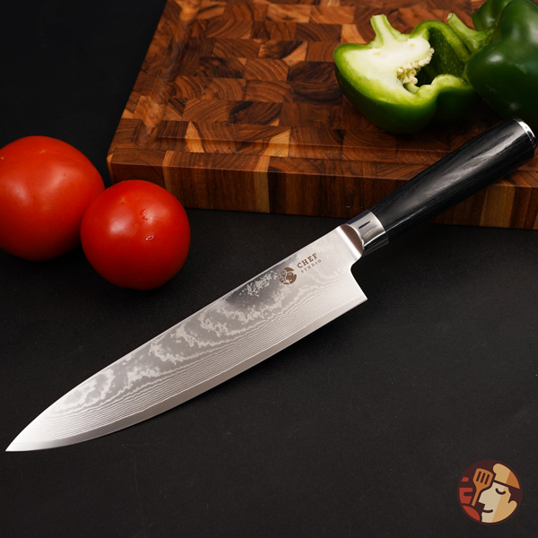 Dao đầu bếp Damascus Chef Studio cao cấp, độ dài 19.7cm, sản xuất theo công nghệ Nhật Bản, chuyên dùng thái lọc