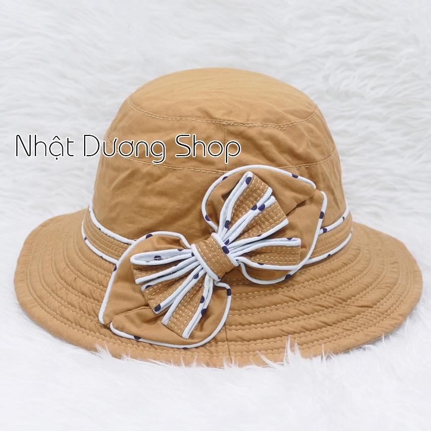 Nón Bo Nữ Vành 7cm gắn nơ chấm bi - Chất liệu vải cotton cao cấp đẹp thích hợp cho chị em phụ nữ