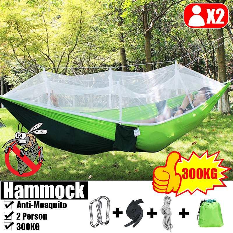 1-2 Người Cắm Trại Ngoài Trời Võng Với Lưới Chống Muỗi 300KG Tải Trọng Cao Cấp Vải Dù Treo Giường Săn Bắn giấc Ngủ Xoay