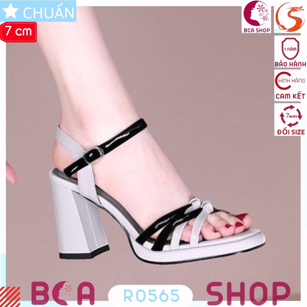 Xăng đan nữ cao gót hở mũi 7p RO565 ROSATA tại BCASHOP phối màu nhìn sang chân và độc đáo, lại rất thời trang