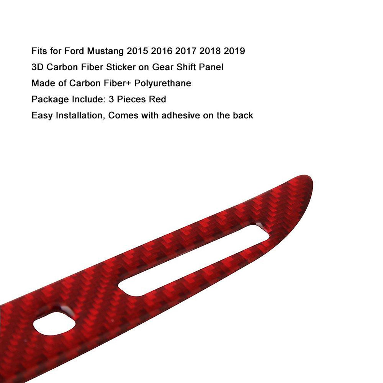3pcs/set Carbon Fiber Car Gear Shift Frame Cover Trim Stickers for Ford Mustang