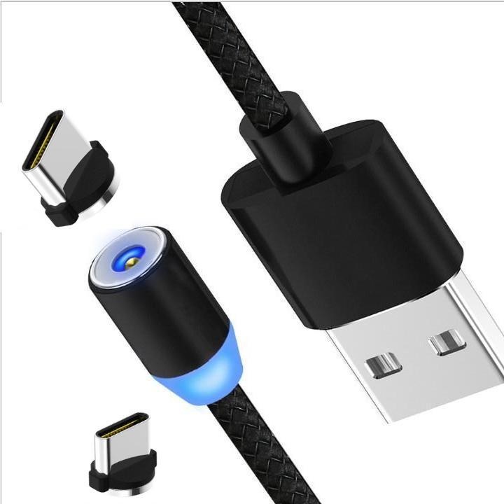Cáp Sạc Từ Hít Nam Châm Đầu Tròn Xoay 360 Độ Chuẩn USB Type C