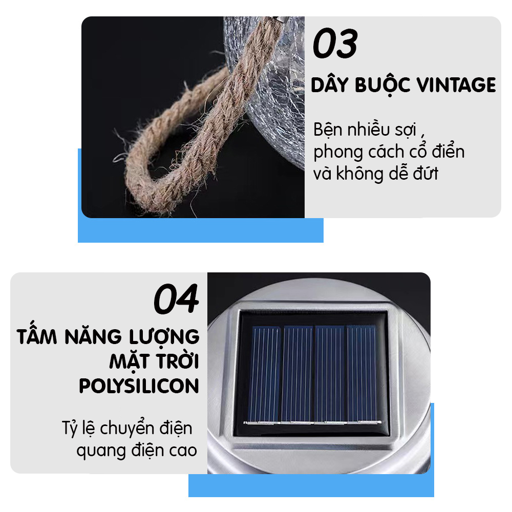 Đèn năng lượng mặt trời trang trí sân vườn treo cây hình hũ,lung linh - K1518