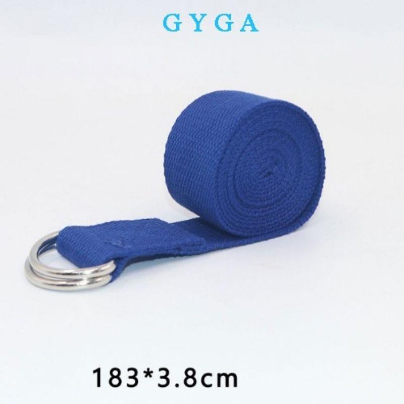 Dây đai yoga cotton dài 1,8m nhiều màu sắc có khoá kim loại có thể điều chỉnh hỗ trợ an toàn không trơn trượt GYGA