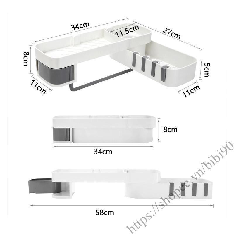 Kệ xoay để đồ nhà tắm treo tường đa chức năng có thể gấp gọn