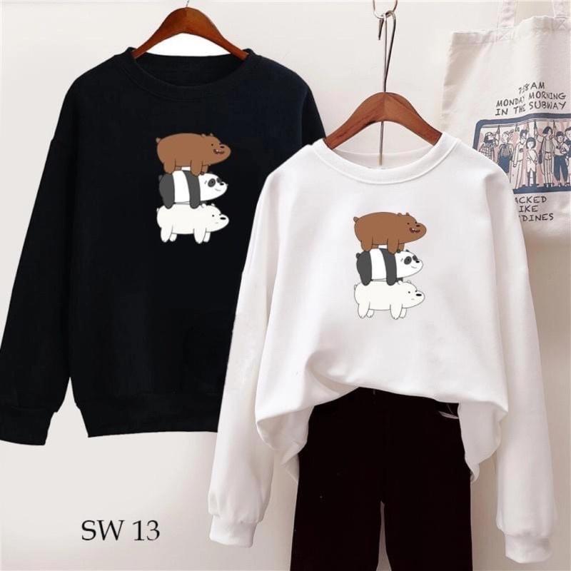 áo hoodie nam nữ hình 3 con gấu có big size vải nỉ bông cao cấp