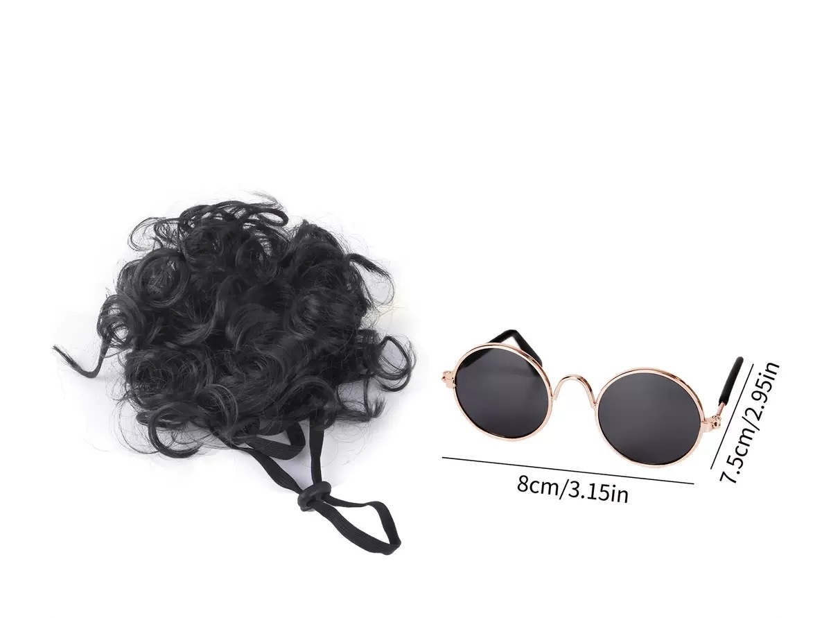 BỘ TÓC GIẢ VÀ KÍNH ĐỘC ĐÁO NGỘ NGHĨNH MÃ 2 CHO THÚ CƯNG CHÓ MÈO