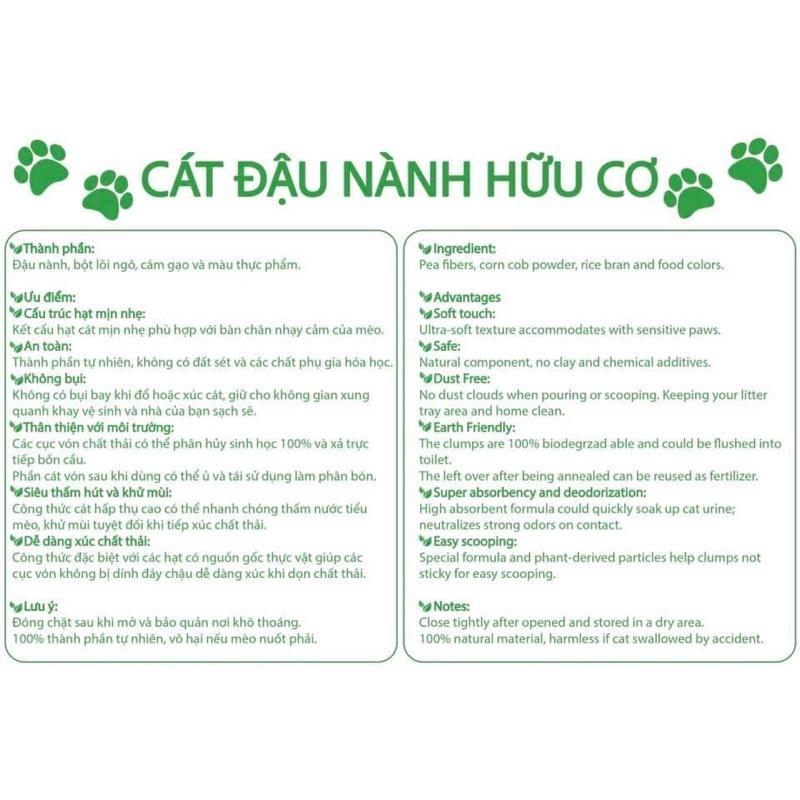 Cát đậu nành hữu cơ TFOR vệ sinh cho mèo hương đậu nành khử mùi hiệu quả không bụi