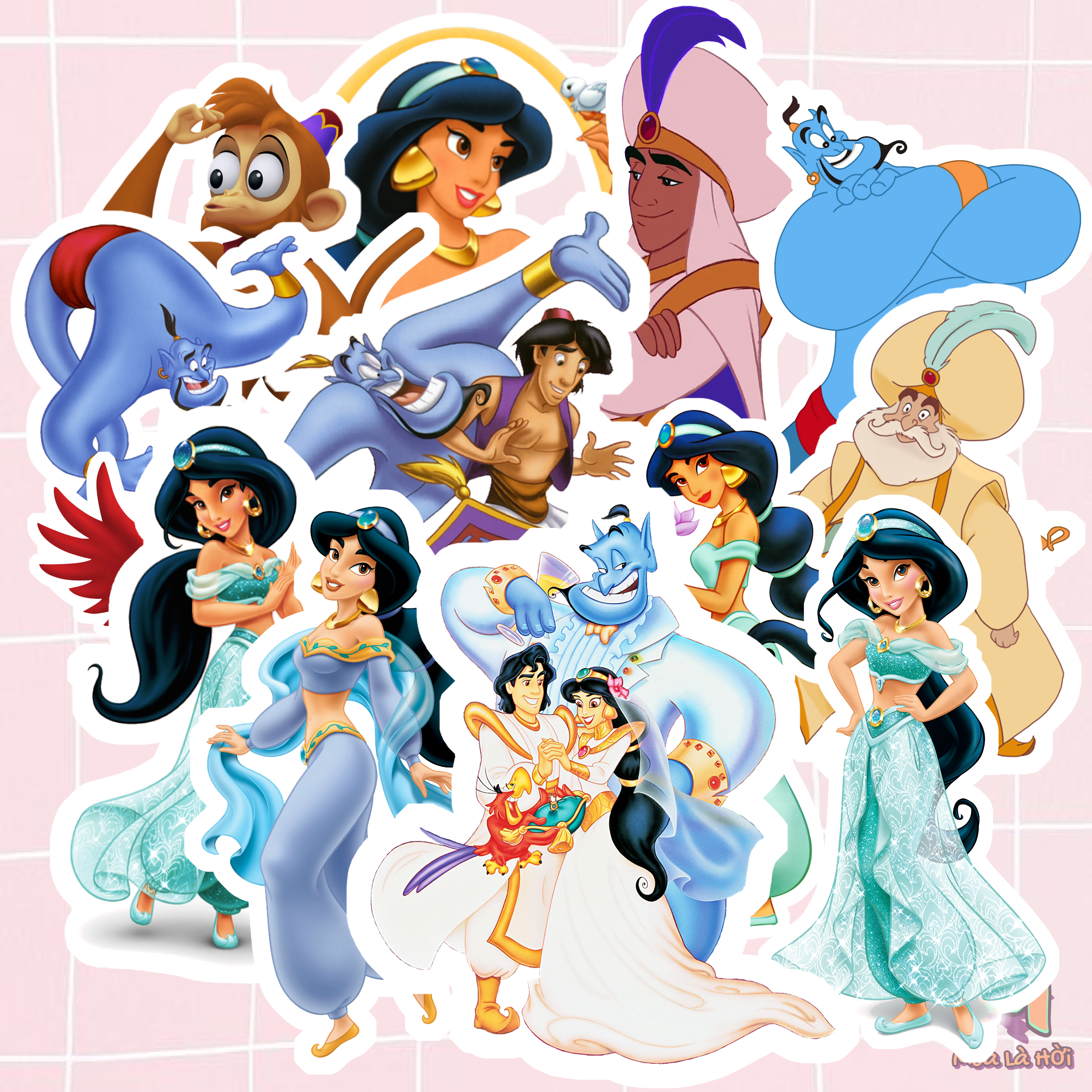Miếng dán Stickers chủ đề Aladdin và cây đèn thần