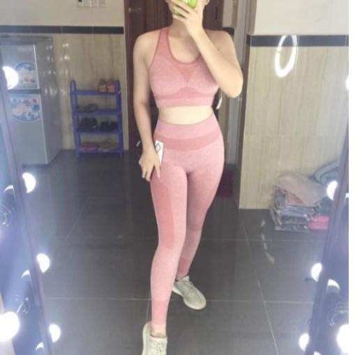 BỘ ĐỒ TẬP GYM,YOGA NỮ GỒM ÁO CROPTOP VÀ QUẦN DÀI LƯNG CAO