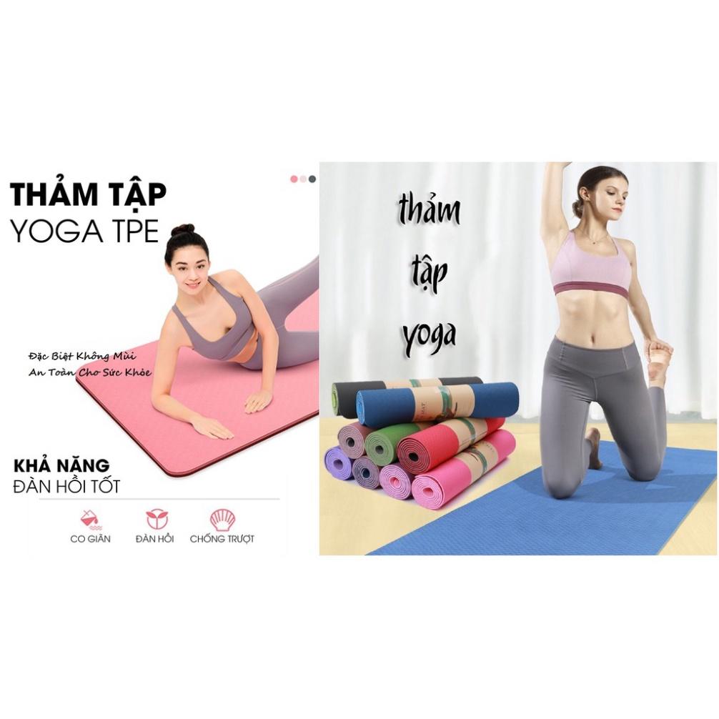 Thảm Tập Yoga TPE Tập GYM Cao Cấp 2 Lớp Chống Trượt Dụng Cụ Thể Thao Chăm Sóc Sức Khỏe Nam Nữ
