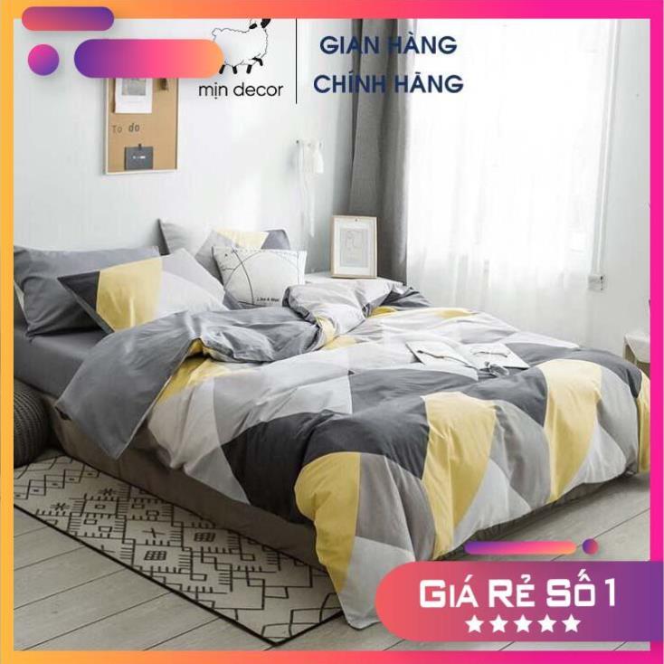 Bộ chăn ga gối cotton living cotton pha lụa cao cấp
